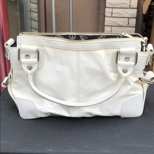 Donald J Pliner white patent shoulder bag
